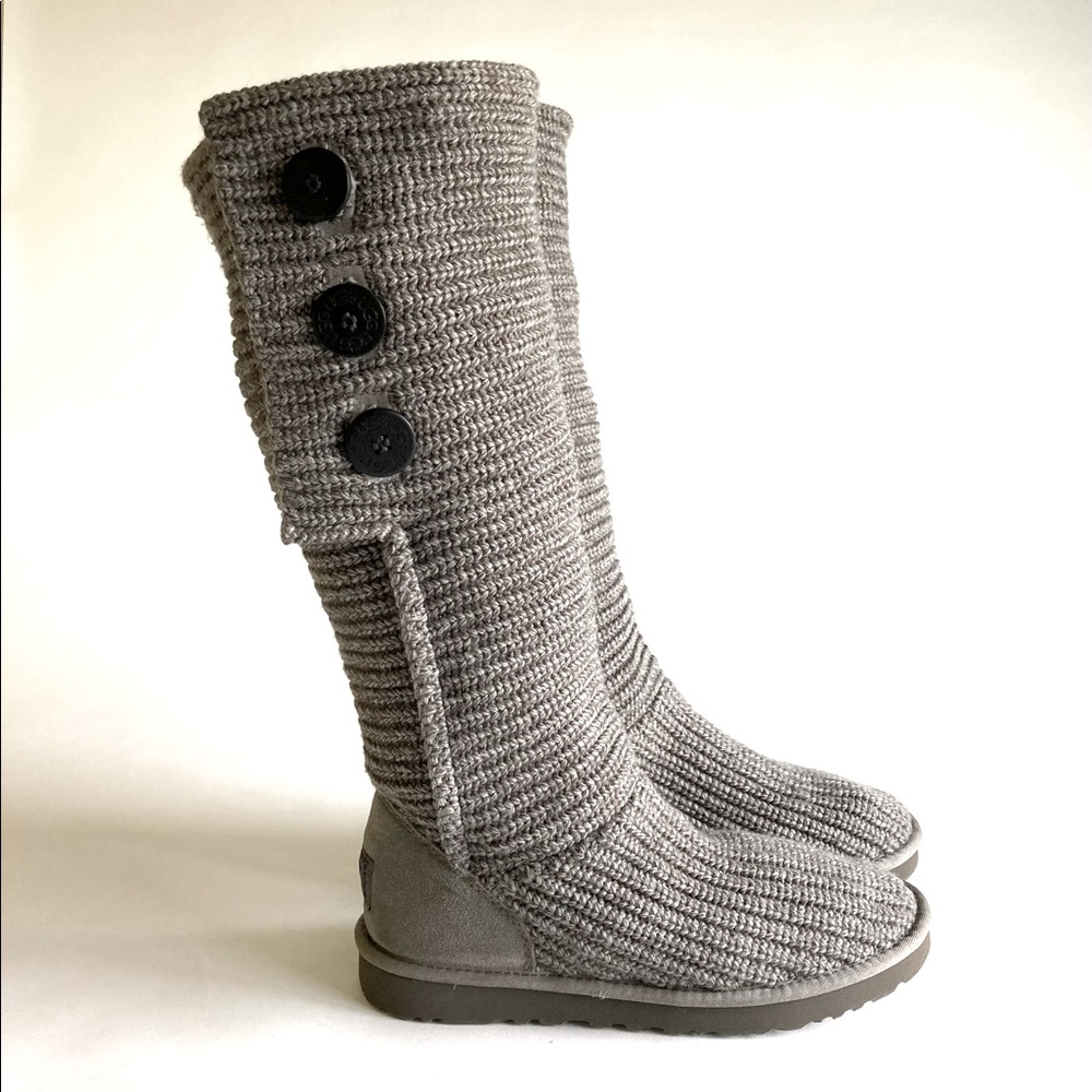 New UGG Grey Knitted Knee High Boots size 10